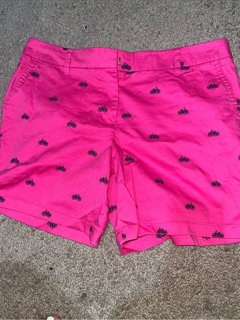 👍Cambridge Dry Goods Hot Pink Shorts with Navy Bicycle Embroidery